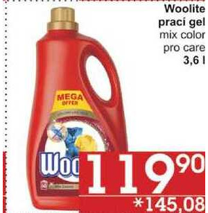 Woolite prací gel mix colo 3 6 l v akci AkcniCeny cz