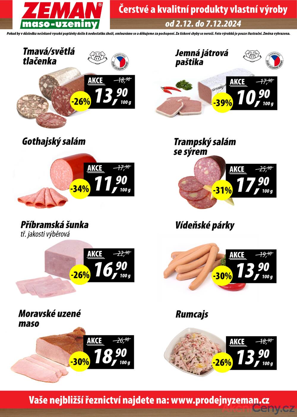 Leták ZEMAN maso-uzeniny - ZEMAN maso-uzeniny akční leták pro vybrané prodejny druhé skupiny od 2.12. do 7.12.2024 - strana 2