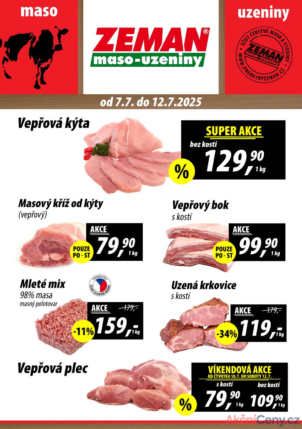 Leták ZEMAN maso-uzeniny - ZEMAN maso-uzeniny akční leták pro vybrané prodejny druhé skupiny od 7.7. do 12.7.2025 - strana 1 Leták ZEMAN maso-uzeniny - ZEMAN maso-uzeniny akční leták pro vybrané prodejny druhé skupiny od 7.7. do 12.7.2025 - strana 1