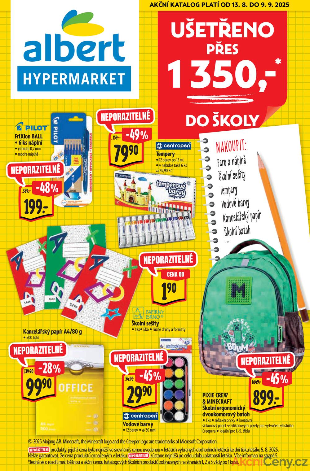 Leták Albert - Albert  Hypermarket katalog škola od 13.8. do 9.9.2025 - strana 1