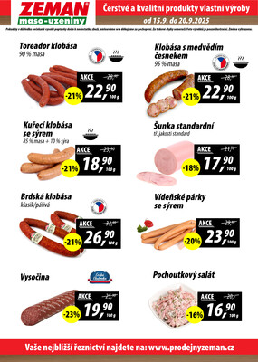 Leták ZEMAN maso-uzeniny
		  platný do 20.9.2025 - strana 2