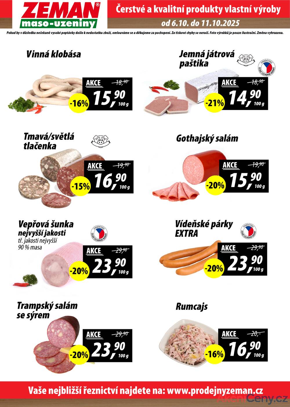 Leták ZEMAN maso-uzeniny - ZEMAN maso-uzeniny akční leták pro vybrané prodejny první skupiny od 6.10. do 11.10.2025 - strana 2