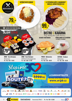 JIP Cash & Carry Brno, Praha, Ostrava, Jilemnice, Pardubice, Ostrava, Karlovy Vary, Olomouc a Zlín od 29.10. do 4.11.2025