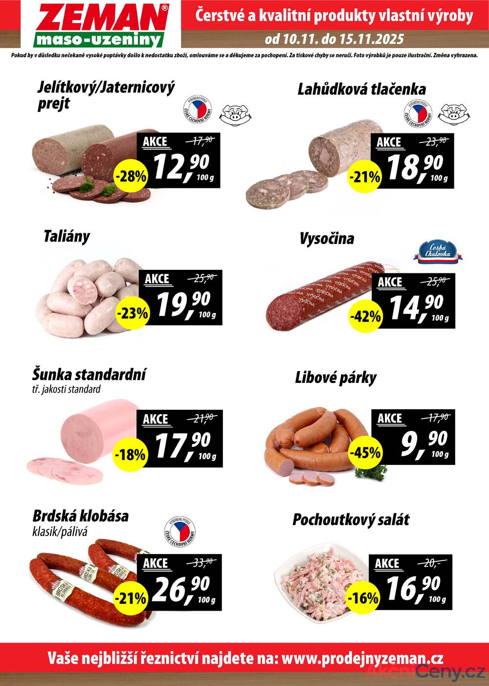 Leták ZEMAN maso-uzeniny - ZEMAN maso-uzeniny akční leták pro vybrané prodejny druhé skupiny od 10.11. do 15.11.2025 - strana 2 Leták ZEMAN maso-uzeniny - ZEMAN maso-uzeniny akční leták pro vybrané prodejny druhé skupiny od 10.11. do 15.11.2025 - strana 2