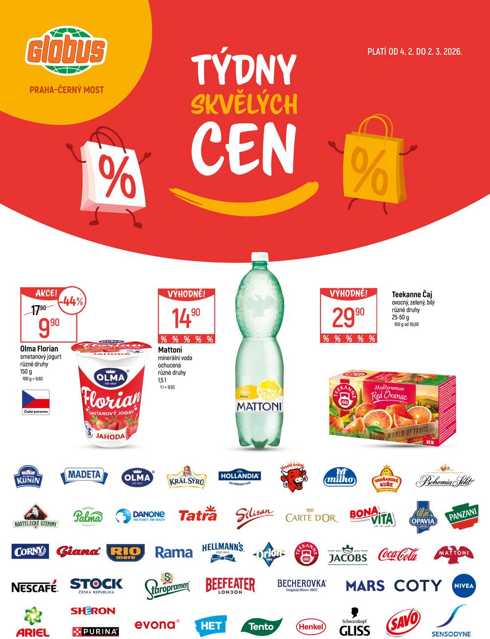 Akční leták Globus 4.2. - 2.3.2026 - Globus Praha - Centrum Černý Most