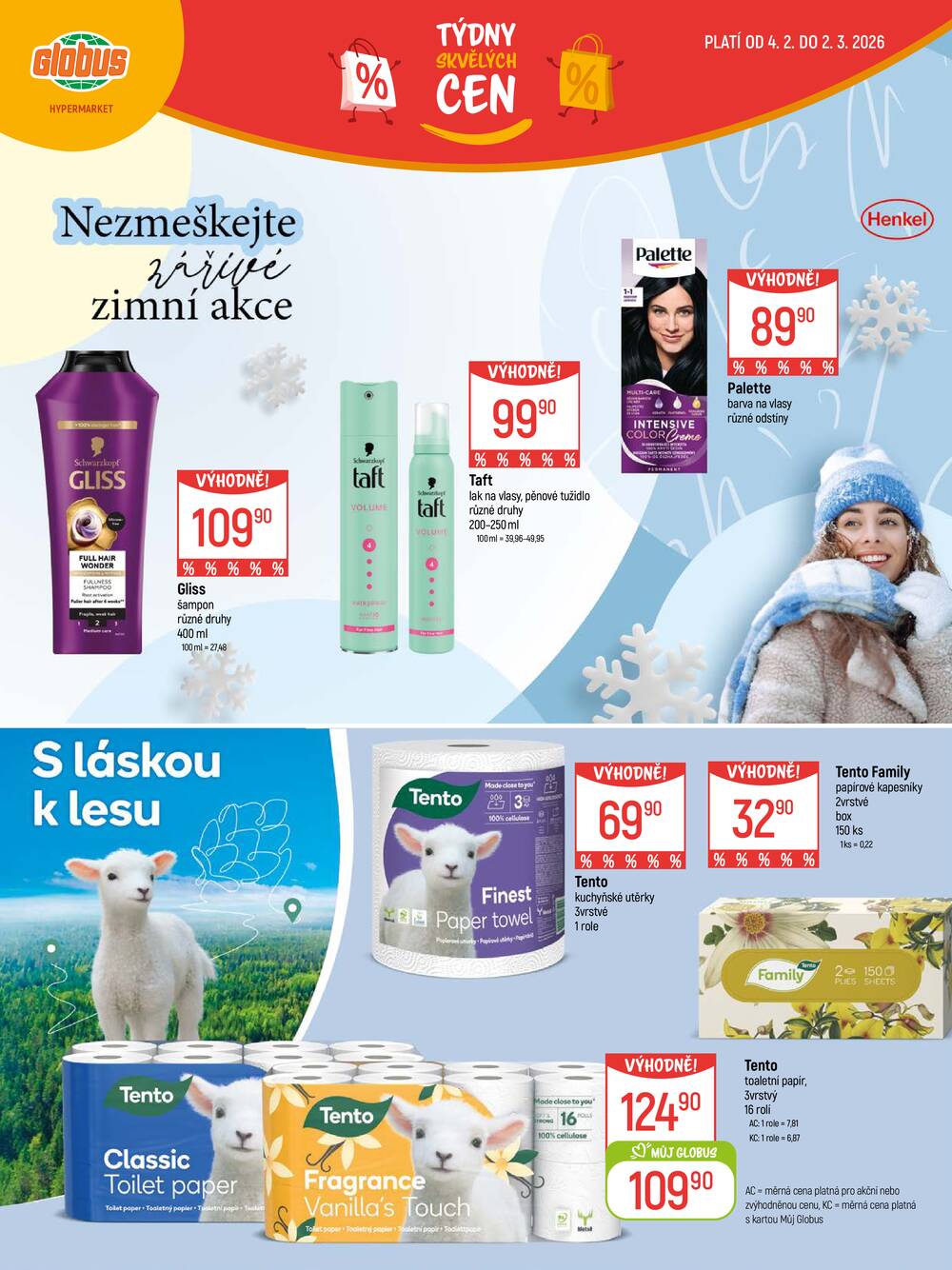 Akční leták Globus 4.2. - 2.3.2026 - Globus Praha - Centrum Černý Most