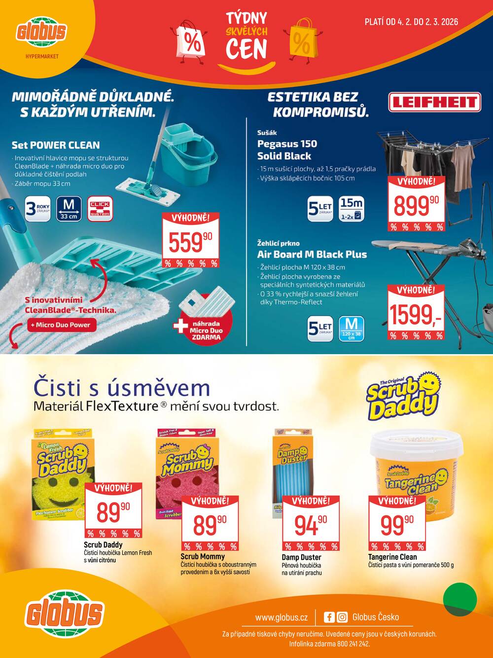 Akční leták Globus 4.2. - 2.3.2026 - Globus Praha - Centrum Černý Most