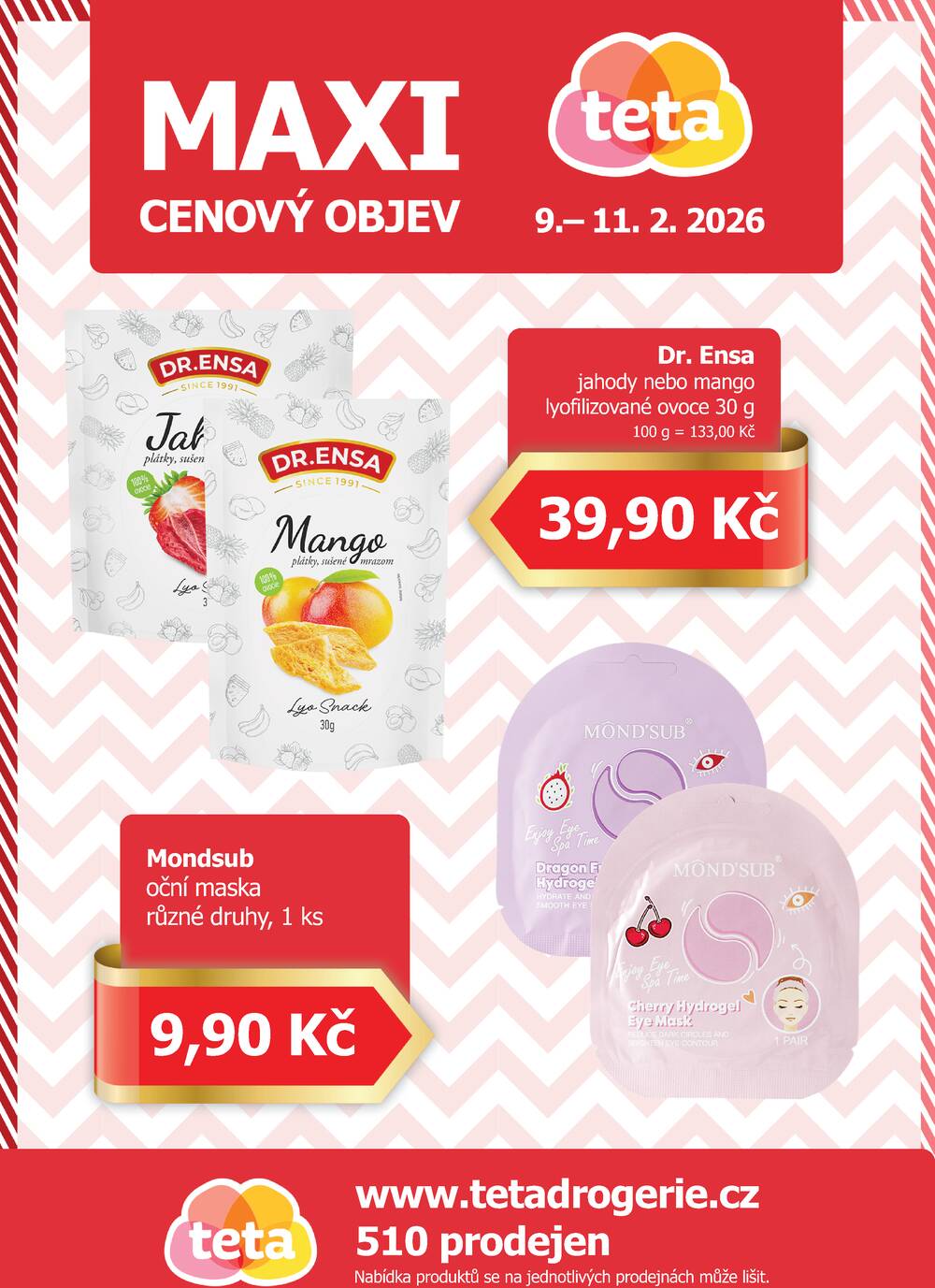 Leták Teta drogerie - Teta drogerie Maxi cenový objev od 9.2. do 11.2.2026 - strana 1