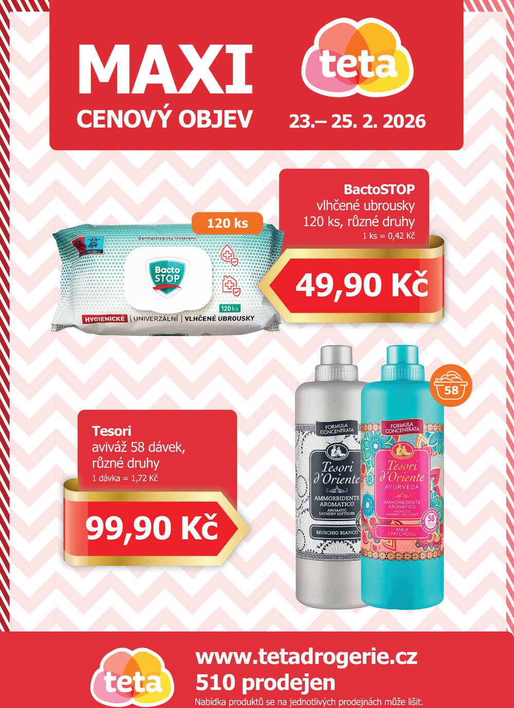 Leták Teta drogerie - Teta drogerie Maxi cenový objev od 23.2. do 25.2.2026 - strana 1