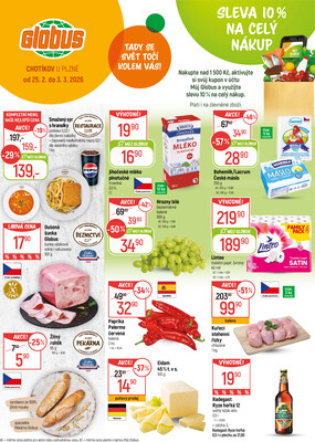 Leták Akční leták Globus 25.2. - 3.3.2026 - Globus Chotíkov u Plzně
