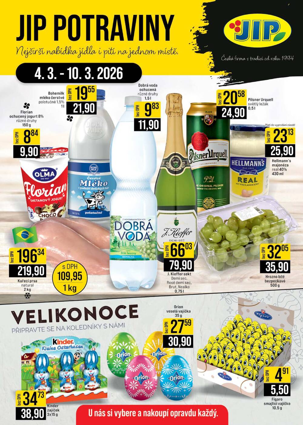 JIP Cash & Carry České Budějovice, Most, Náchod, Polička, Sušice a Svoboda nad Úpou od 4.3. do 10.3.2026