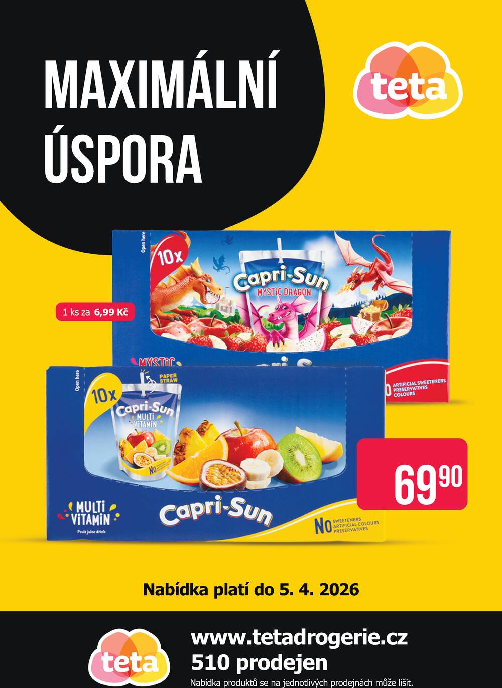 Leták Teta drogerie - Teta drogerie Capri-sun od 6.3. do 5.4.2026 - strana 1 Leták Teta drogerie - Teta drogerie Capri-sun od 6.3. do 5.4.2026 - strana 1