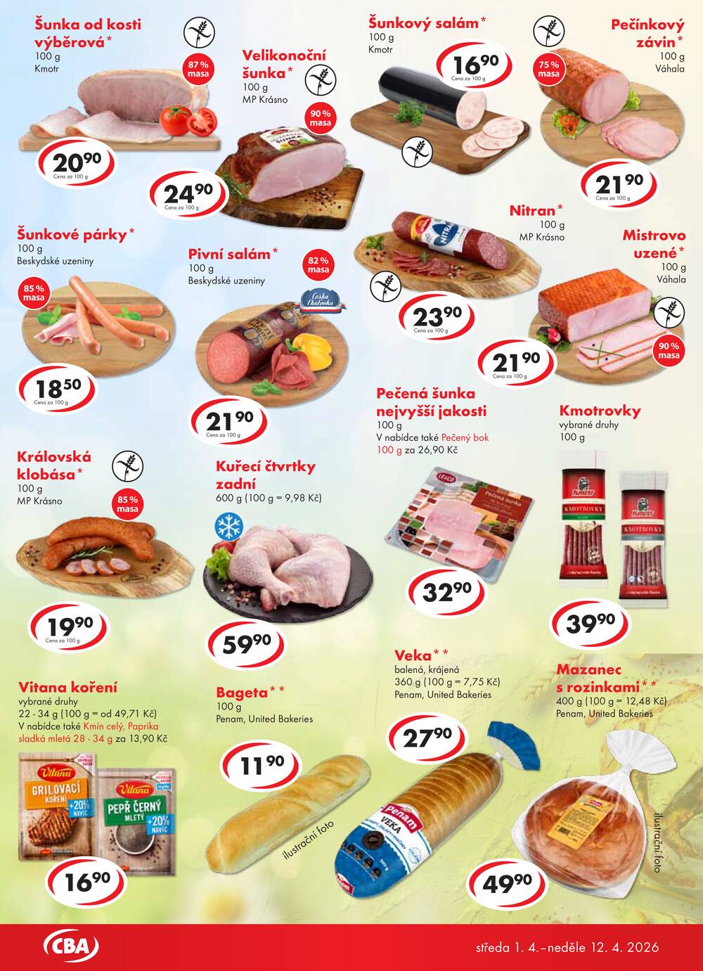 CBA potraviny od 1.4. do 12.4.2026