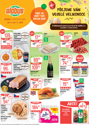 Leták Akční leták Globus 1.4. - 7.4.2026 - Globus Jenišov u Karlových Varů