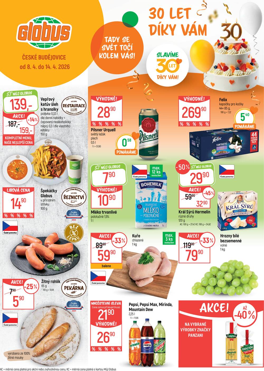 Leták Globus - Akční leták Globus 8.4. - 14.4.2026 - Globus České Budějovice - strana 1