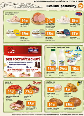 Terno České Budějovice, Borovany, Třeboň, Trhové sviny, Bechyně, Týn nad Vltavou od 22.4. do 28.4.2026