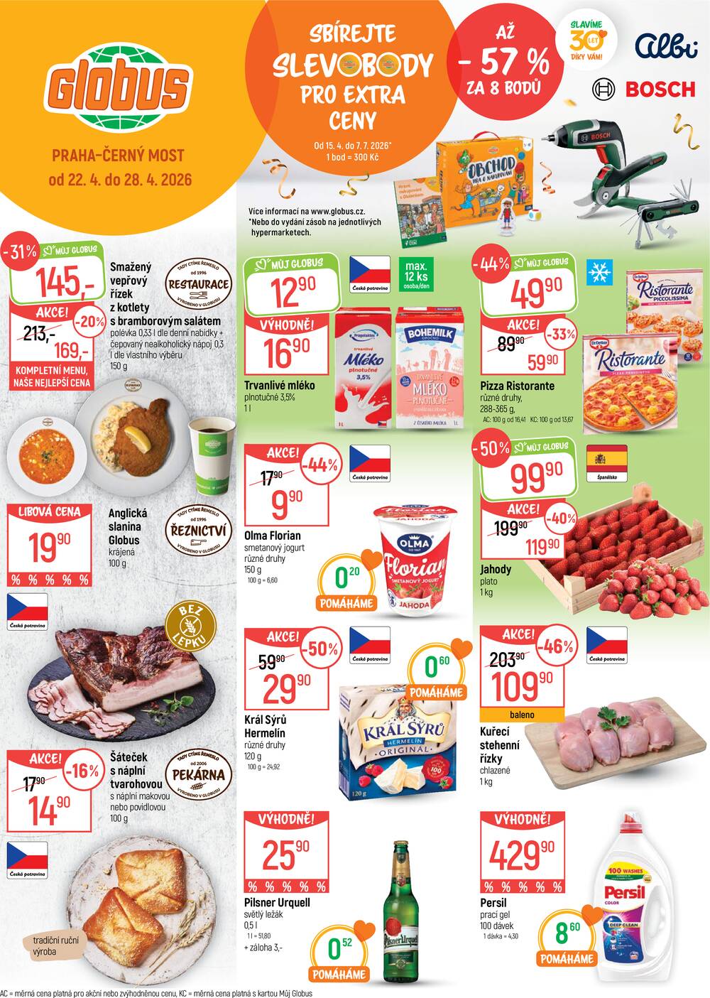 Akční leták Globus 22.4. - 28.4.2026 - Globus Praha - Centrum Černý Most