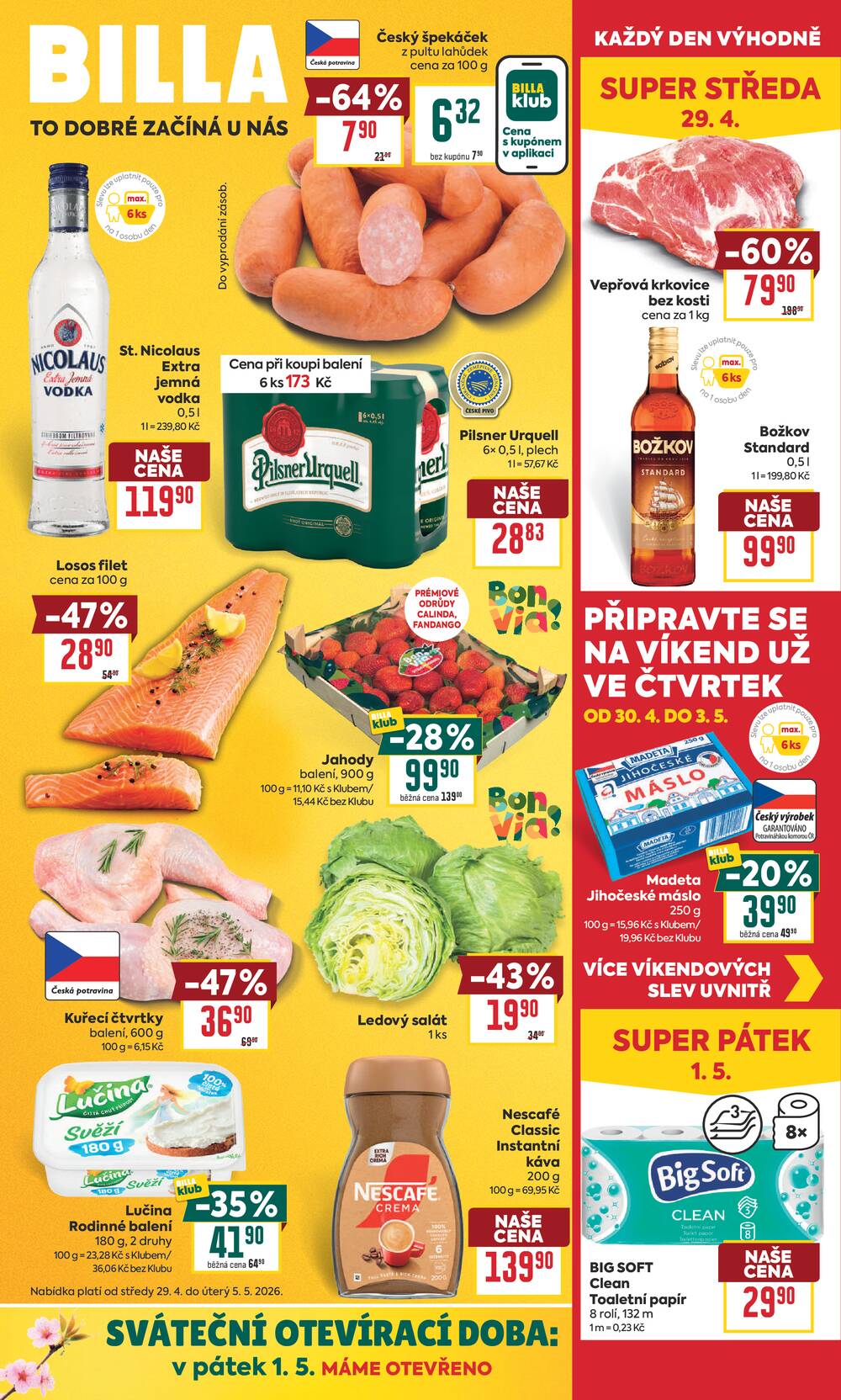 Leták BILLA - BILLA malý leták od 29.4. do 5.5.2026 - strana 1