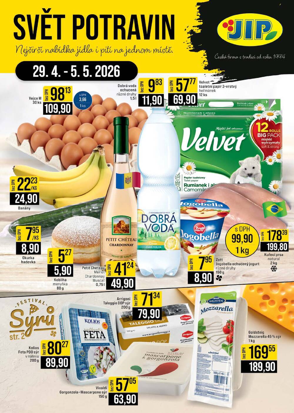 Leták JIP - JIP Cash & Carry Brno, Praha, Ostrava, Jilemnice, Pardubice, Ostrava, Karlovy Vary, Olomouc a Zlín od 29.4. do 5.5.2026 - strana 1