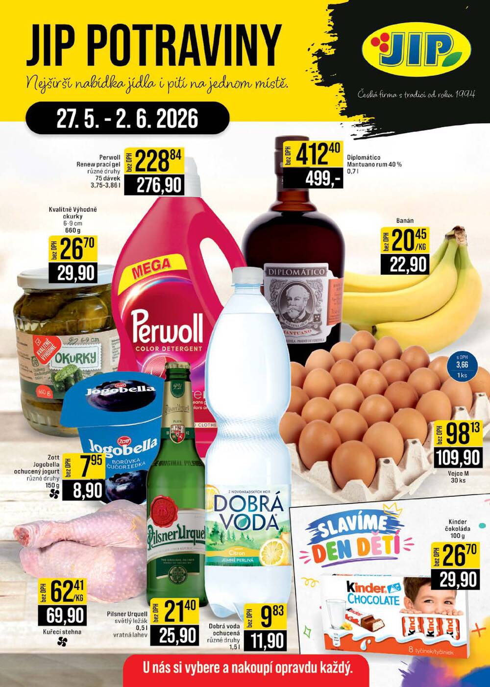 JIP Akční leták potraviny - České Budějovice, Most, Náchod, Sušice, Svoboda nad Úpou od 27.5. do 2.6.2026