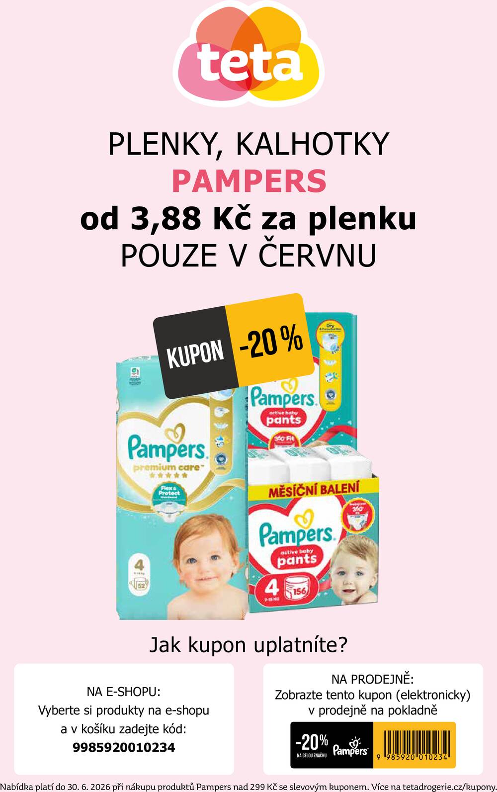 Leták Teta drogerie - Teta drogerie akce Pampers od 3.6. do 30.6.2026 - strana 1
