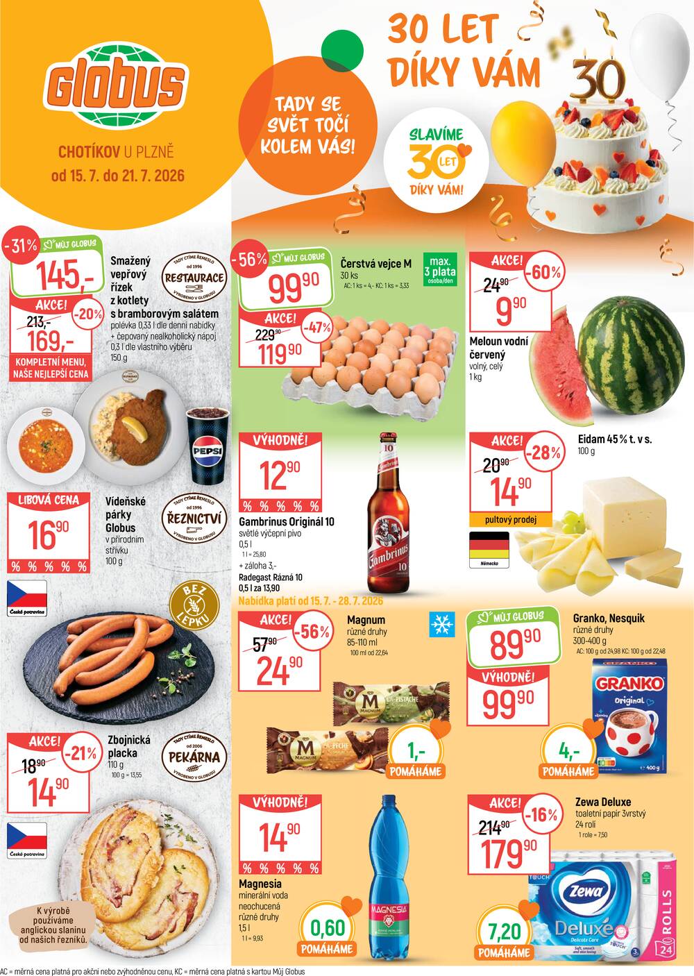 Leták Globus - Akční leták Globus 15.7. - 21.7.2026 - Globus Chotíkov u Plzně - strana 1
