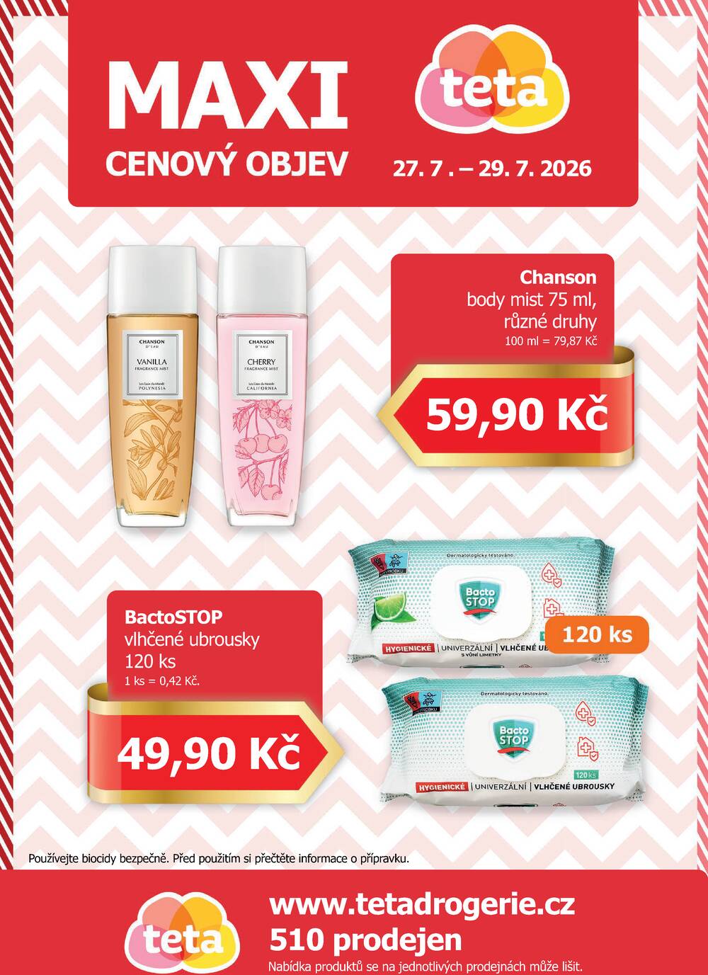 Leták Teta drogerie - Teta drogerie Maxi cenový objev od 27.7. do 29.7.2026 - strana 1