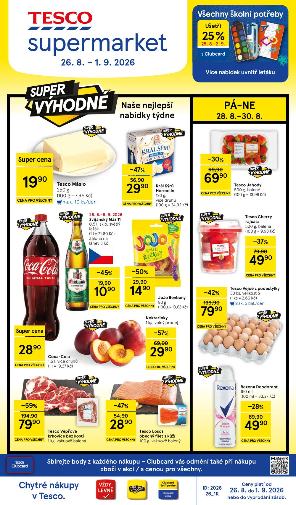Leták Tesco - Tesco supermarkety od 26.8. do 1.9.2026 - strana 1 Leták Tesco - Tesco supermarkety od 26.8. do 1.9.2026 - strana 1