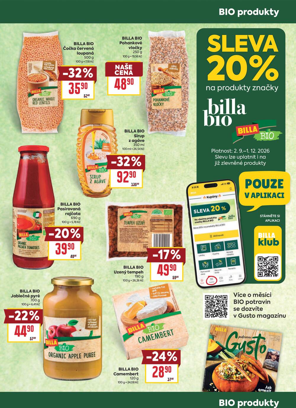 Billa katalog Bio od 2.9. do 29.9.2026