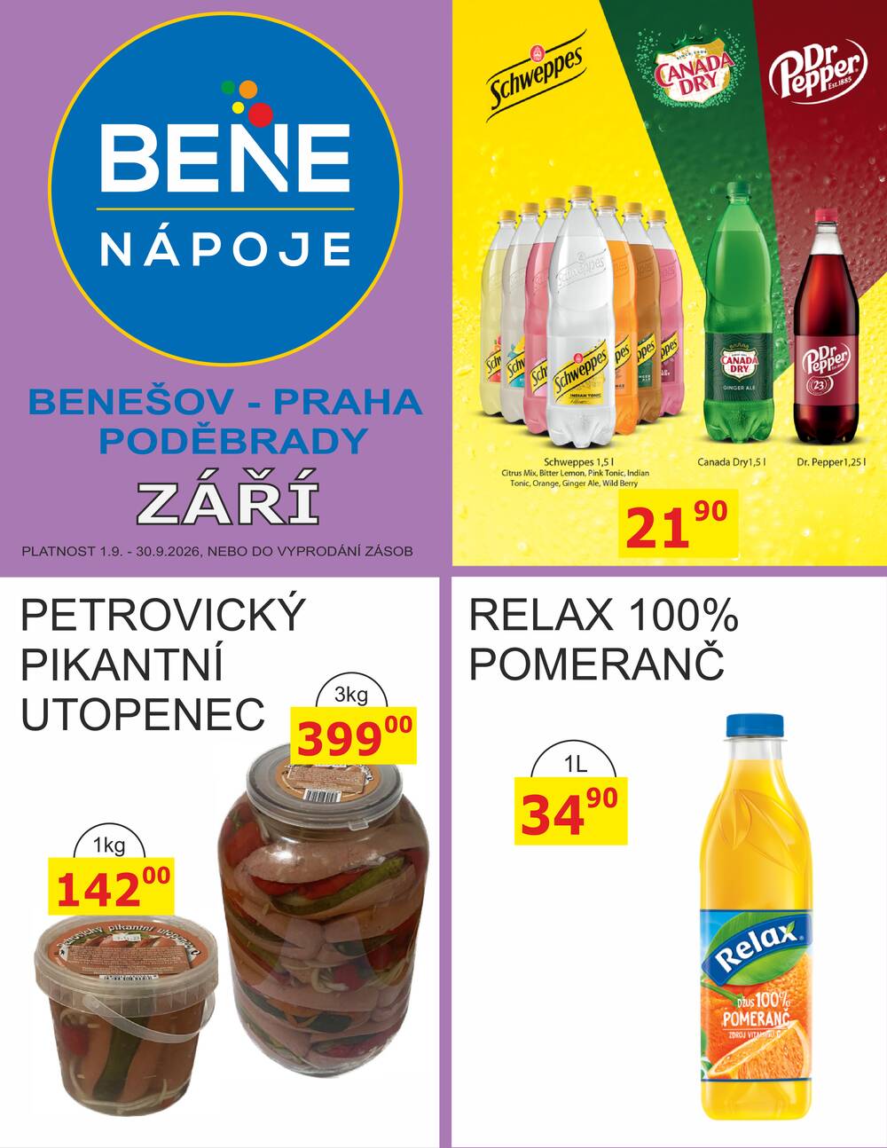 BENE Nápoje od 1.9. do 30.9.2026