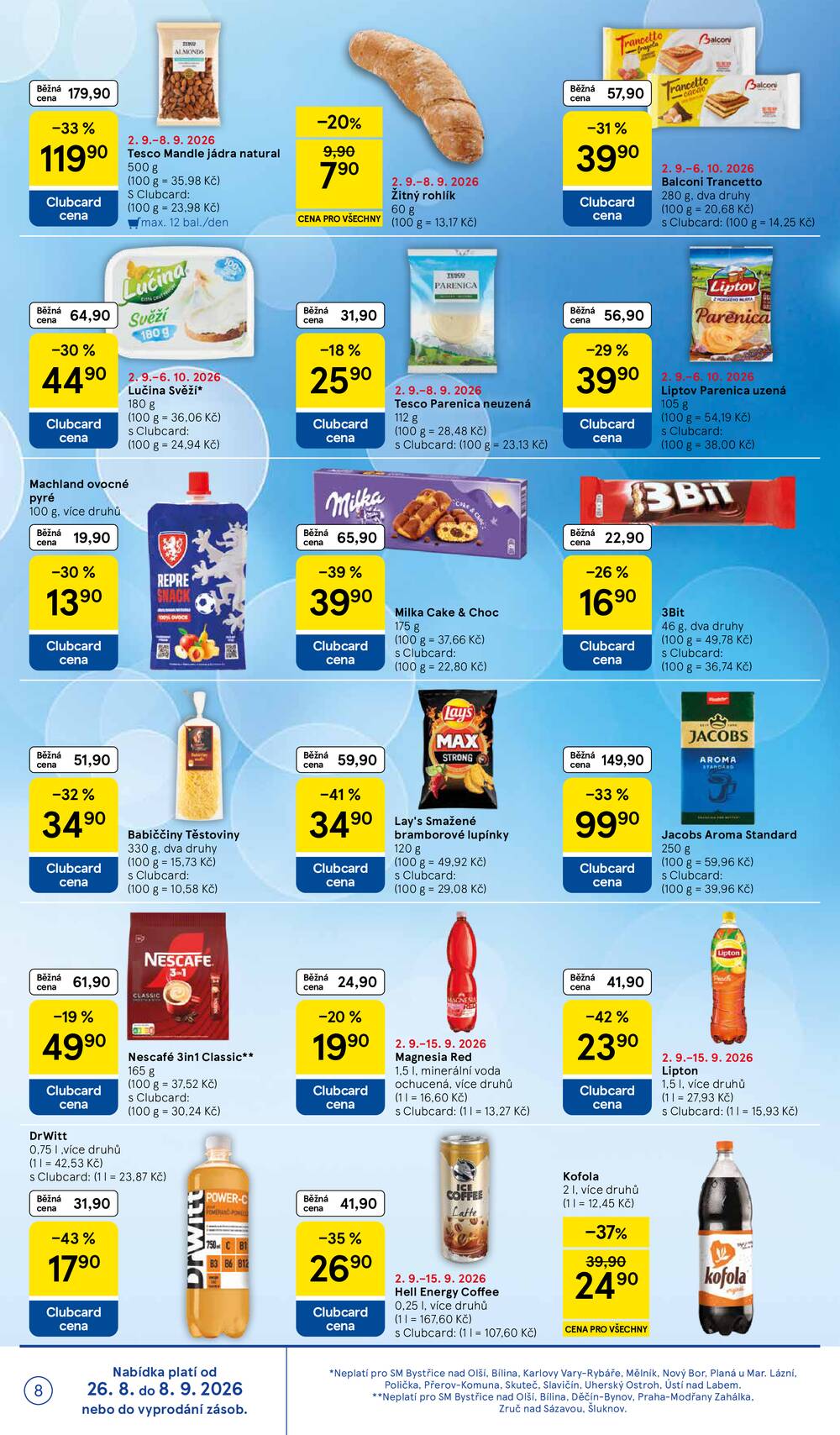 Tesco supermarkety od 2.9. do 8.9.2026