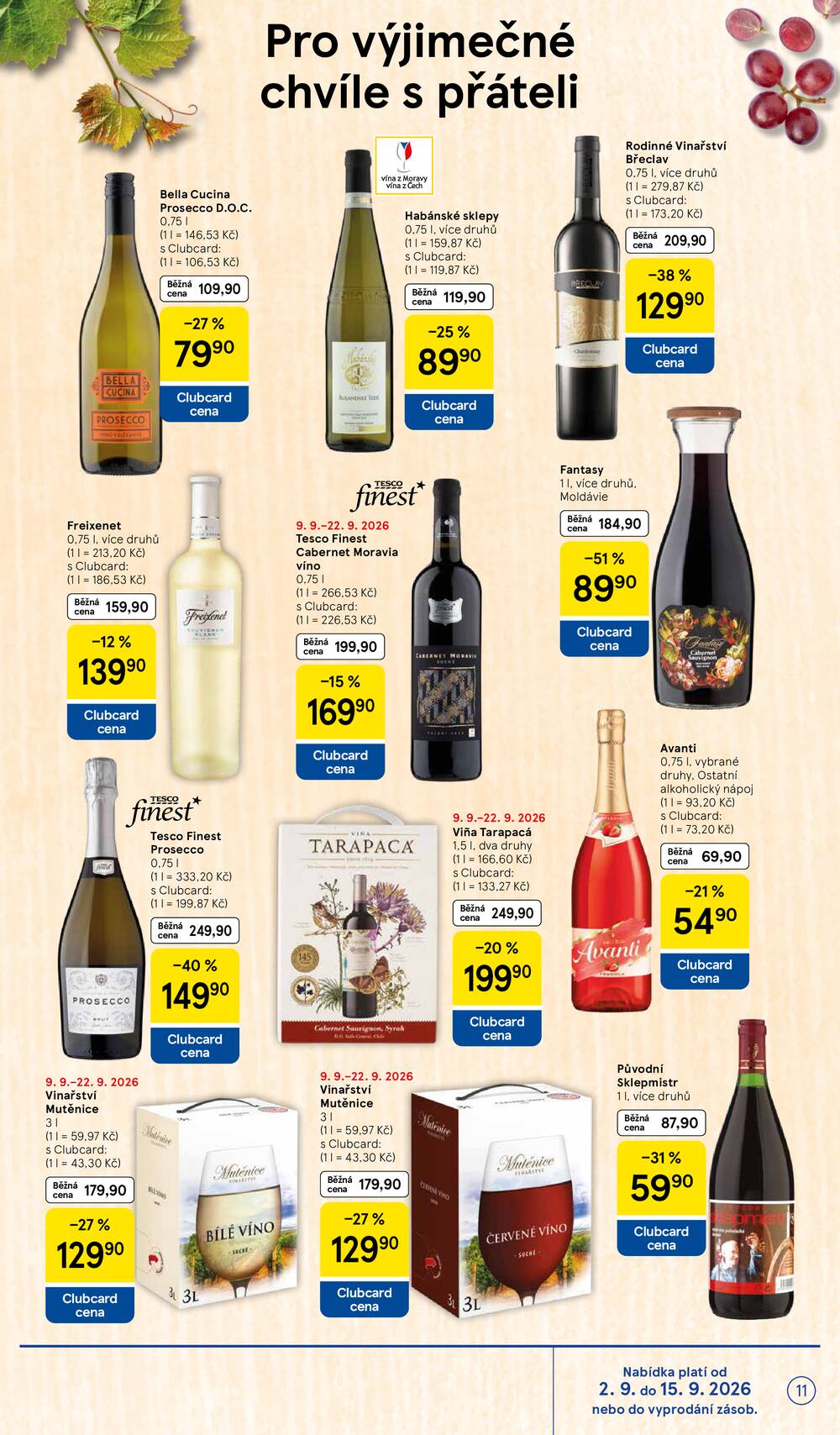 Tesco supermarkety od 9.9. do 15.9.2026