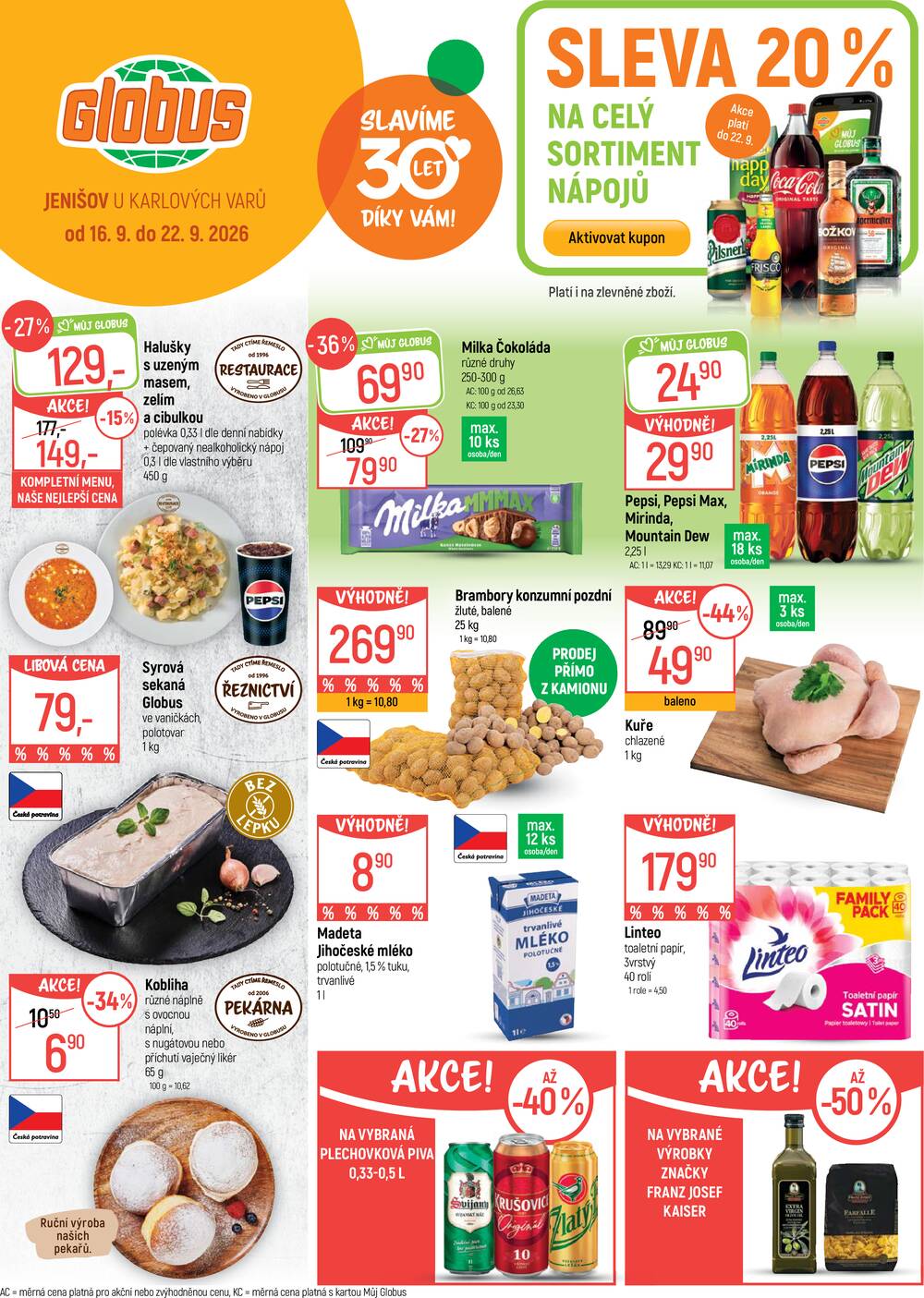 Leták Globus - Akční leták Globus 16.9. - 22.9.2026 - Globus Jenišov u Karlových Varů - strana 1 Leták Globus - Akční leták Globus 16.9. - 22.9.2026 - Globus Jenišov u Karlových Varů - strana 1