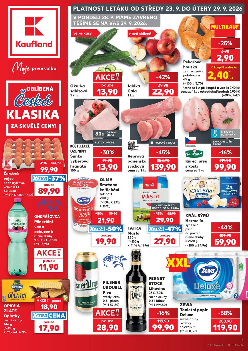 Leták Kaufland - Kaufland 23.9. - 29.9. - Kaufland - Praha 12 (Modřany) - strana 1