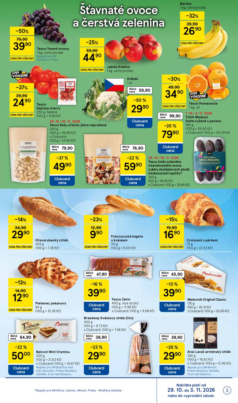 Tesco supermarkety od 29.10. do 3.11.2026