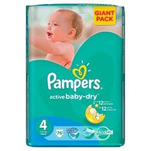 Pampers Active Baby-Dry Dětské jednorázové pleny 4 maxi 76 ks