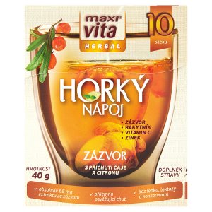 MaxiVita Herbal Horký nápoj zázvor s příchutí čaje a citronu 10 sáčků 40g
