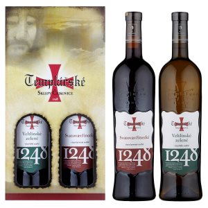 Templářské Sklepy Čejkovice Svatovavřinecké víno červené 0,75l + Veltlínské zelené víno bílé 0,75l