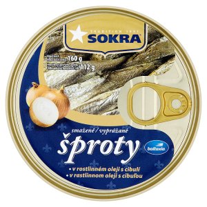 Sokra Smažené šproty v rostlinném oleji s cibulí 160g
