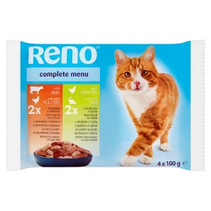 Reno Kompletní krmivo pro dospělé kočky 4 x 100g