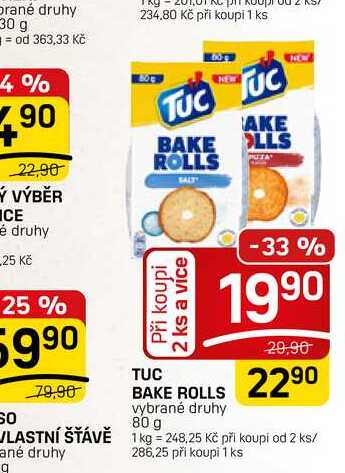 TUC BAKE ROLLS vybrané druhy 80 g