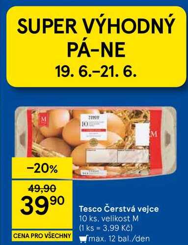 Tesco Čerstvá vejce, 10 ks, velikost M