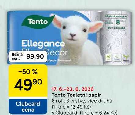 Tento Toaletní papír, 8 rolí. 3 vrstvy, více druhů  