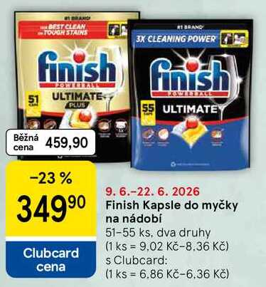Finish Kapsle do myčky na nádobí, 51-55 ks, dva druhy
