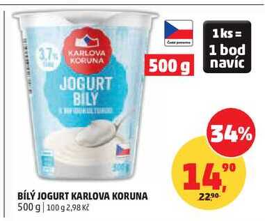 BÍLÝ JOGURT KARLOVA KORUNA, 500 g