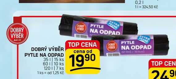 DOBRÝ VÝBĚR PYTLE NA ODPAD 35l,15ks