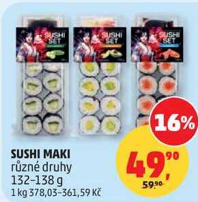 SUSHI MAKI různé druhy, 132-138 g 
