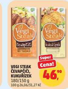 VEGI STEAK ČEVAPČIČI, KUKUŘÍZEK, 180/150 g