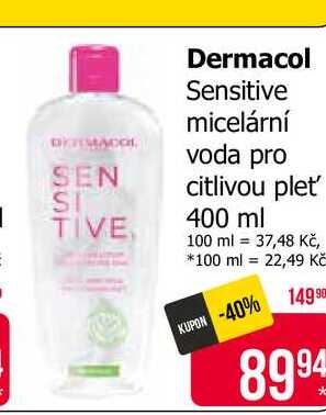Dermacol Sensitive micelární voda pro citlivou pleť 400 ml 