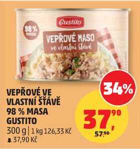 VEPŘOVÉ VE VLASTNÍ ŠŤÁVĚ 98% MASA GUSTITO, 300 g